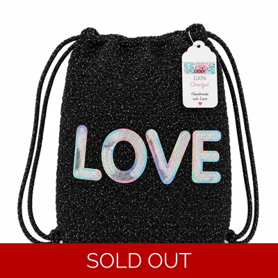 Lwbloom Kids Summer Travel Crochet Drawstring Backpack – Handmade Glitter Knit Bag for Girls, Light